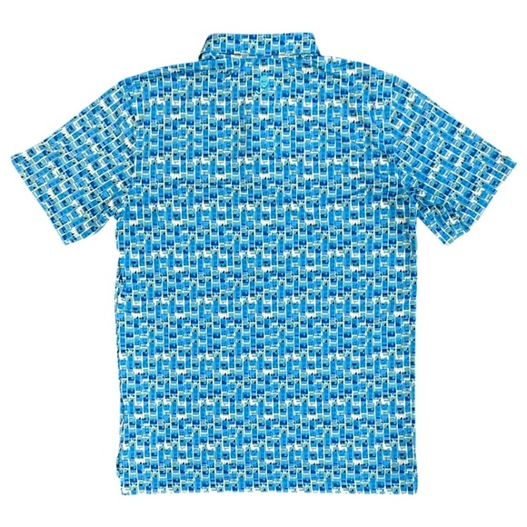 Robert Graham Tequila Sunrise Short Sleeve Performance Golf Polo Blue Mens Small - Picture 5 of 10